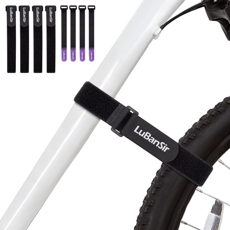 LuBanSir Bike Rack Straps, 8 Pack (8" & 26") Adjustable Bike Stabilizer Straps to Keep Bike Wheel from Spinning - Image 1